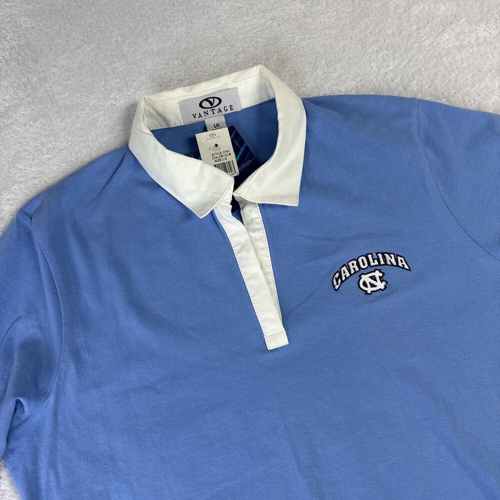 UNC North Carolina Tar Heels Vantage 3/4 Sleeve Polo Shirt Women’s L Blue NWT